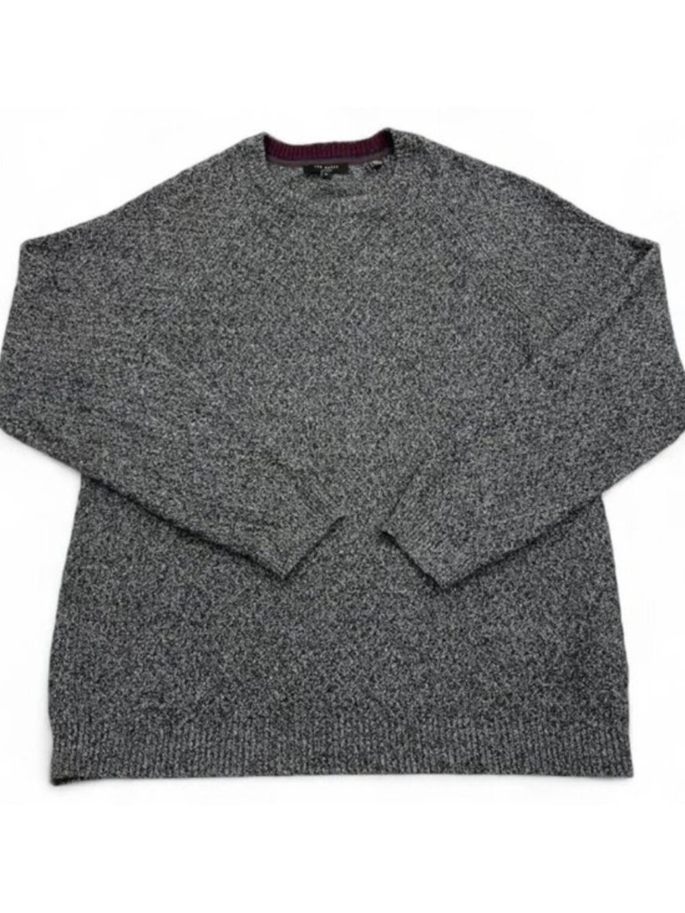 Ted Baker London Cable Knit Gray Black Cotton Blend Sweater Size 5 Men's XL